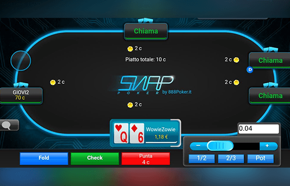 Un tavolo Snap di 888poker.