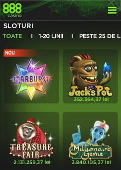 Jocuri cu jackpoturi progresive la 888casino pe mobil